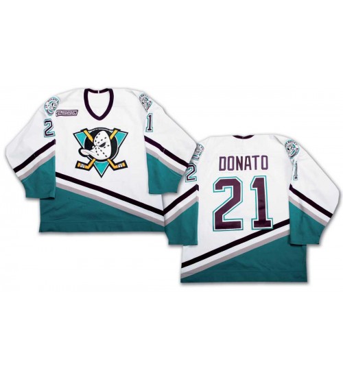 Custom 1999-00 Anaheim Mighty Ducks 21 Ted Donato Hockey Jersey Home White